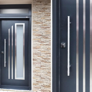 ADLO - Exteri�rov� Termo dvere, presklen�, zvisl� madlo Obl�, rozmer 90cm x 238cm s nadsvetl�kom