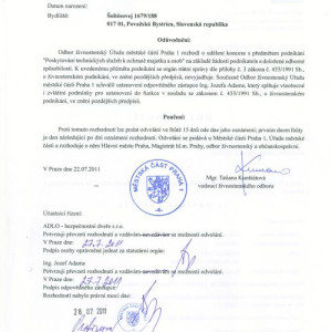 Udelenie Koncesie pre ADLO - Bezpe�nostn� dvere: Poskytovanie technick�ch slu�ieb k ochrane majetku a os�b.