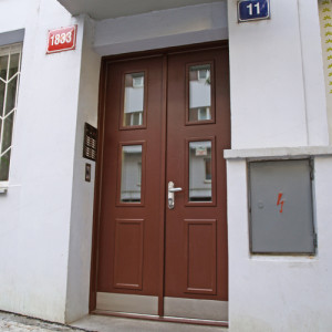 Dvojkr�dlov� ADLO - Bezpe�nostn� Termo dvere TEDUO - vstup do bytov�ho domu, presklen� PS 201