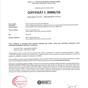 Certifik�t pre bytov� bezpe�nostn� pivnicu - platnos� do 2029