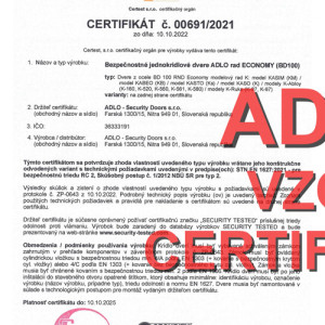 ADLO Bezpe�nostn� dvere BD100 rad Economy, RC2, 1.strana