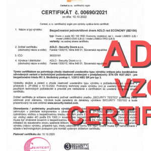 ADLO Bezpe�nostn� dvere BD100 rad Economy, RC3, 1.strana