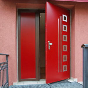 ADLO - Bezpe�nostn� Termo dvere ADUO s pln�m svetl�kom, presklen� P552, povrch RAL 3003