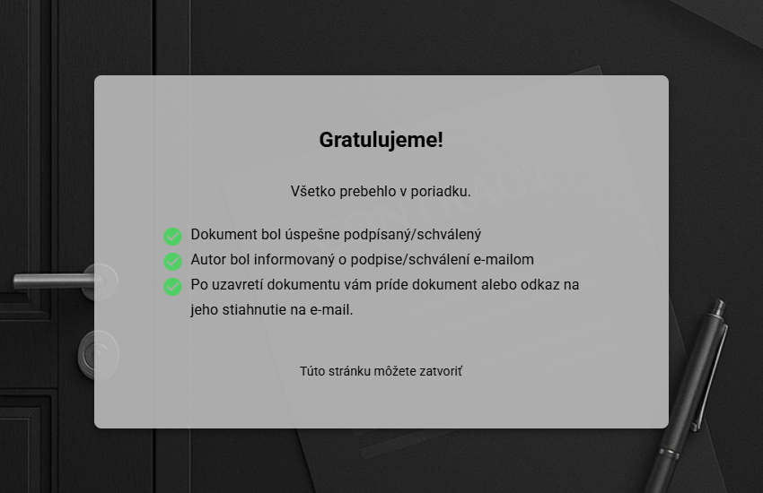 Obrzok po spenom vloen podpisu