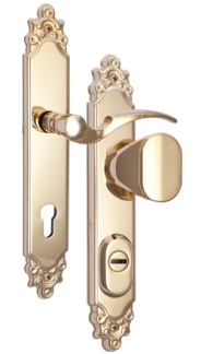 Bezpenostn kovanie Rostex R1, Ozdobn  pre prav dvere, Titan leskl, Kuka - Madlo ovlne