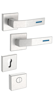 Bezpenostn rozetov kovanie Rostex R4/H, Hranat, Nerez matn, Lumino modr, pre rad Economy