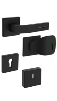 Bezpenostn rozetov kovanie Rostex R1/H, Hranat, ierne matn, Lumino zelen, pre rad Economy