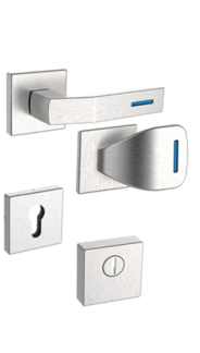 Bezpenostn rozetov kovanie Rostex R1/H prava MT, Hranat, Nerez matn, Lumino modr, pre rad Elite a Termo