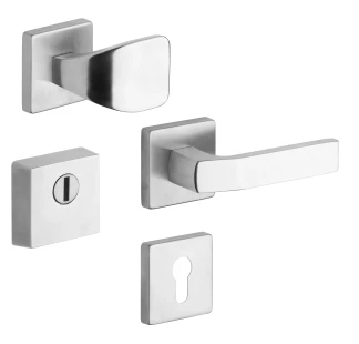 Bezpe�nostn� rozetov� kovanie Rostex R1/H, Hranat�, Nerez matn�, K�u�ka - Madlo hranat�