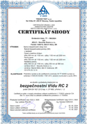 Certifikt zhody pre bytov bezpenostn pivnicu pre bezpenostn triedu RC 2