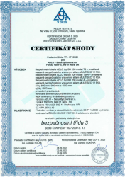 Certifikt Presklen ADLO bezpenostn dvere, 3.bezpenostn trieda