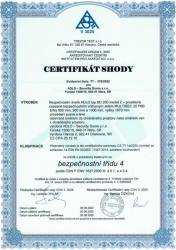 Certifikt Presklen ADLO bezpenostn dvere, 4.bezpenostn trieda