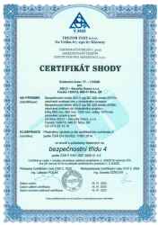 Certifikt na Bezpenos dver BD200 ZENIT, ZENEX
