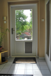 Example of a door-within-a-door for a pet  view from the inside
