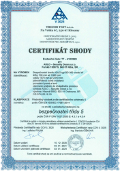 Certifikt na Bezpenos dver BD300 W-MAX otvraten dnu